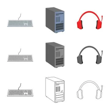 Vector design of laptop and device symbol. Set of laptop and server stock symbol Illustrazione stock
