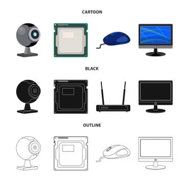 Vector design of laptop and device icon. Set of laptop and server stock vector Illustrazione stock