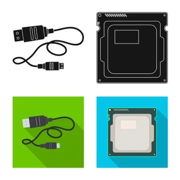 Vector design of laptop and device logo. Set of laptop and server stock vector Illustrazione stock