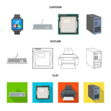 Vector design of laptop and device sign. Set of laptop and server stock symbol 스톡 일러스트