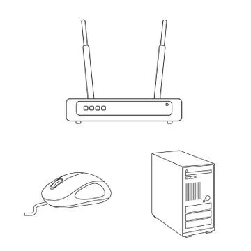 Vector design of laptop and device symbol. Set of laptop and server vector icon イラスト素材