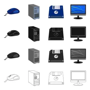 Vector design of laptop and device sign. Collection of laptop and server stock 스톡 일러스트