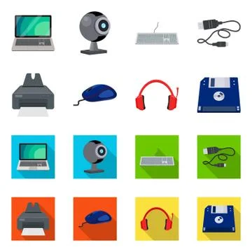 Vector design of laptop and device logo. Collection of laptop and server stock Stock Illustration