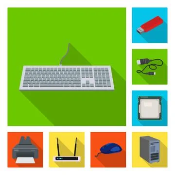 Vector design of laptop and device sign. Collection of laptop and server stock Illustrazione stock