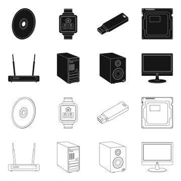 Vector design of laptop and device icon. Collection of laptop and server stock Stockillustratie