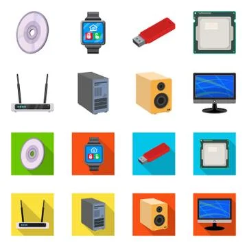 Vector design of laptop and device icon. Collection of laptop and server stock Stock-Illustration