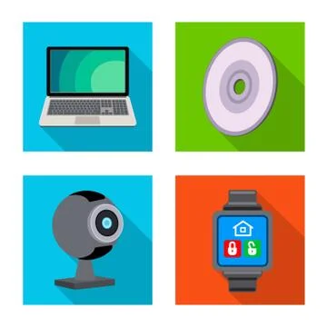 Vector design of laptop and device icon. Collection of laptop and server stock Stock Illustration