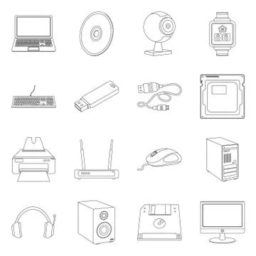 Vector design of laptop and device icon. Collection of laptop and server vector 스톡 일러스트
