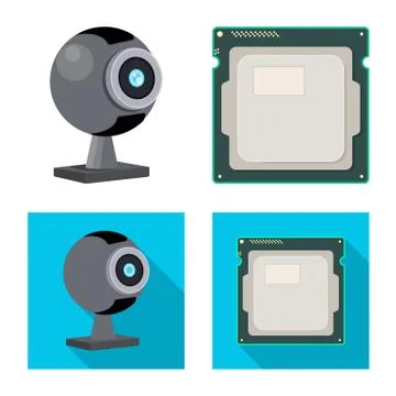 Vector design of laptop and device icon. Collection of laptop and server stock Stock Illustration