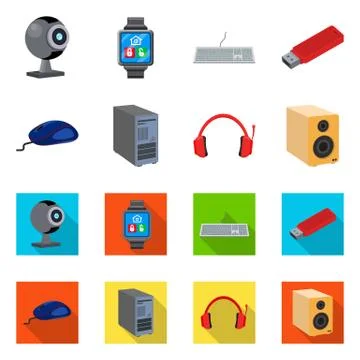 Vector design of laptop and device sign. Collection of laptop and server vector イラスト素材