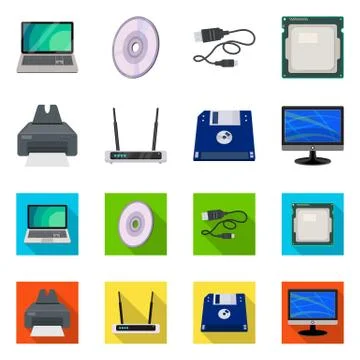 Vector design of laptop and device icon. Set of laptop and server stock symbol Stock Illustration