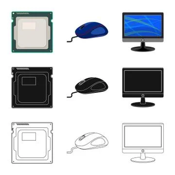 Vector design of laptop and device sign. Collection of laptop and server stock イラスト素材