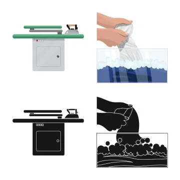 Vector design of laundry and clean symbol. Set of laundry and clothes stock Stock Illustration