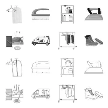 Vector design of laundry and clean sign. Set of laundry and clothes stock symbol Illustrazione stock
