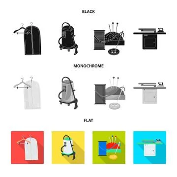 Vector design of laundry and clean symbol. Collection of laundry and clothes Illustrazione stock