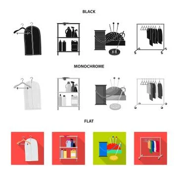 Vector design of laundry and clean symbol. Set of laundry and clothes vector Stock Illustration