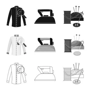 Vector design of laundry and clean logo. Set of laundry and clothes stock vector Illustration