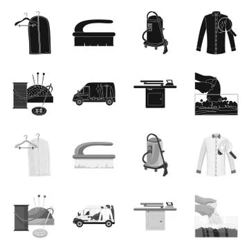 Vector design of laundry and clean logo. Collection of laundry and clothes Illustrazione stock
