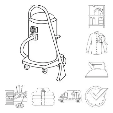Vector design of laundry and clean sign. Collection of laundry and clothes stock Stock Illustration