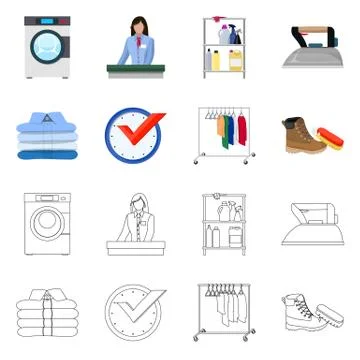 Vector design of laundry and clean icon. Set of laundry and clothes vector icon Stock Illustration