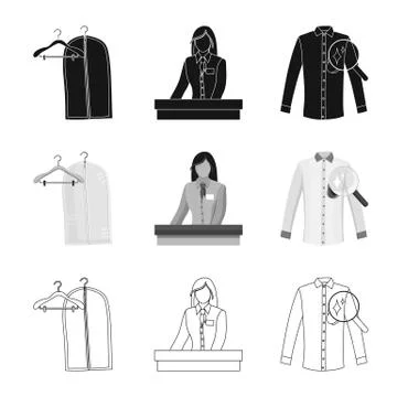 Vector design of laundry and clean icon. Collection of laundry and clothes stock Stock Illustration