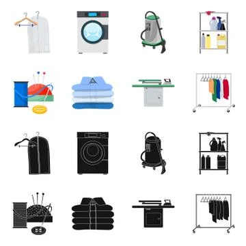 Vector design of laundry and clean logo. Collection of laundry and clothes stock Illustrazione stock