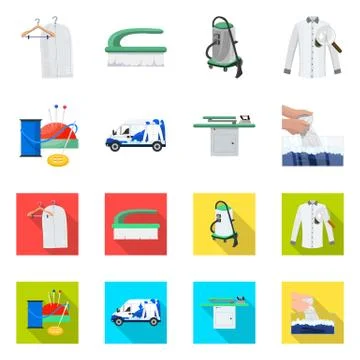 Vector design of laundry and clean logo. Collection of laundry and clothes stock Illustration