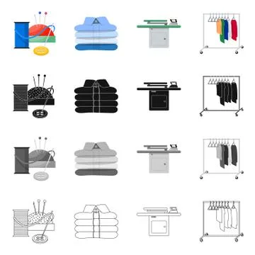 Vector design of laundry and clean sign. Collection of laundry and clothes stock Illustrazione stock