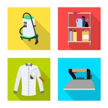 Vector design of laundry and clean sign. Set of laundry and clothes vector icon Stock Illustration