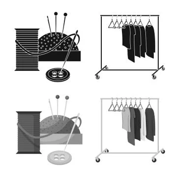 Vector design of laundry and clean sign. Set of laundry and clothes stock symbol Illustrazione stock