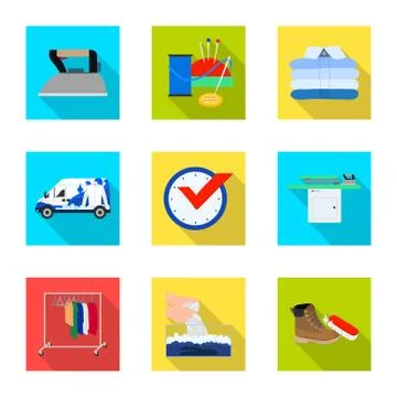 Vector design of laundry and clean icon. Set of laundry and clothes vector icon Stock Illustration