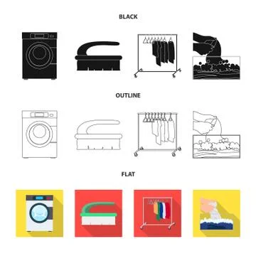 Vector design of laundry and clean symbol. Collection of laundry and clothes Stock Illustration