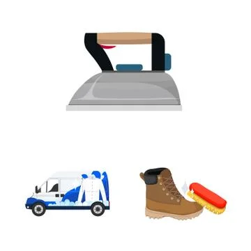 Vector design of laundry and clean logo. Set of laundry and clothes vector icon Illustration