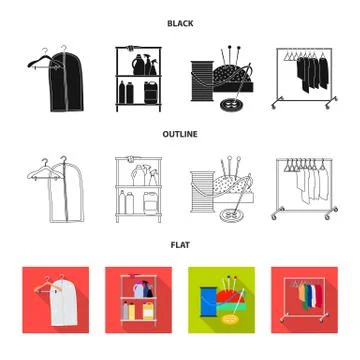 Vector design of laundry and clean symbol. Collection of laundry and clothes Stock Illustration