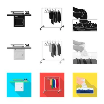 Vector design of laundry and clean sign. Collection of laundry and clothes Stock Illustration