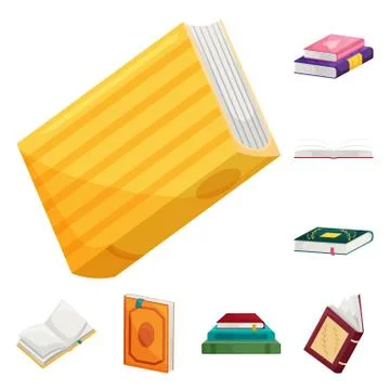 Vector design of library and bookstore logo. Set of library and literature 스톡 일러스트