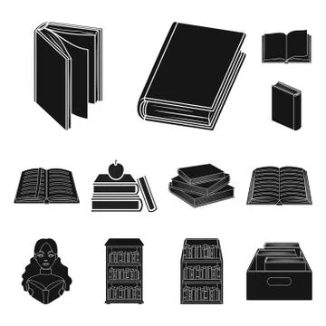 Vector design of library and textbook symbol. Collection of library and school Stock Illustration