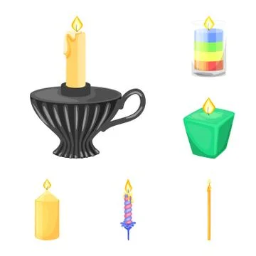 Vector design of light and wax icon. Set of light and ceremony stock vector Stock Illustration