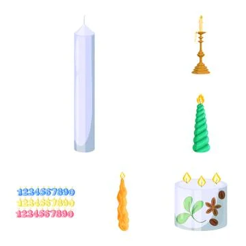 Vector design of light and wax sign. Collection of light and ceremony stock Stock Illustration