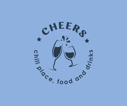 Vector design linear template for logo or emblem - Cheers with different glas Stock Illustration