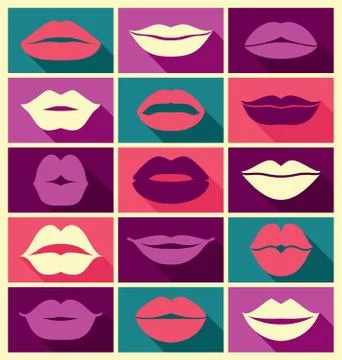 Vector design of lips icons Stock Illustration