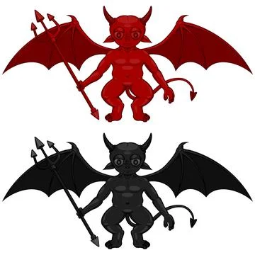 Vector design of little devils with tridents Illustrazione stock