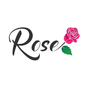 Vector, Design, logo ROSE writing and flower with a merging concept Stockillustratie