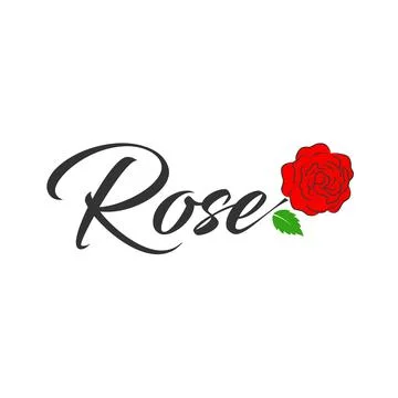 Vector, Design, logo ROSE writing and flower with a merging concept Stock Illustration