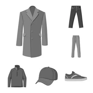 Vector design of man and clothing logo. Set of man and wear stock vector Illustrazione stock