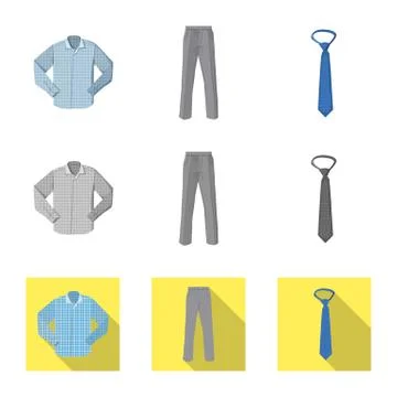 Vector design of man and clothing symbol. Set of man and wear stock symbol for 库存插图