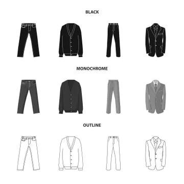 Vector design of man and clothing symbol. Set of man and wear stock vector Illustrazione stock