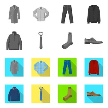 Vector design of man and clothing logo. Set of man and wear stock symbol for web 库存插图