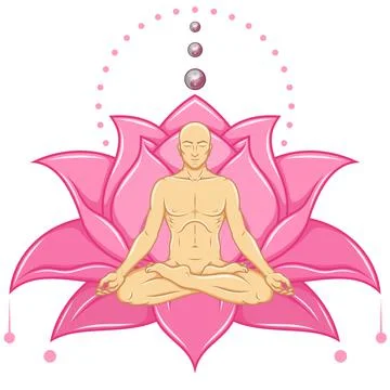 Vector design of Man Meditating with lotus background Stock Illustration