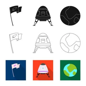 Vector design of mars and space symbol. Collection of mars and planet stock Stock Illustration